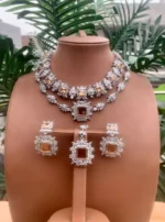 Zircon double line necklace set - Image 9