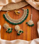 Kundan necklace set with teeka