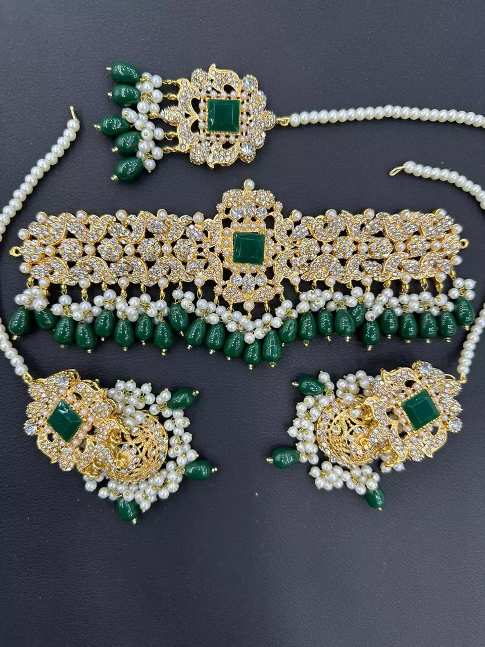 dark-green-44.webp Zircon choker set with teeka - Image 1