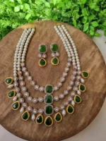 Uncut kundan and zircon maala set - Image 5