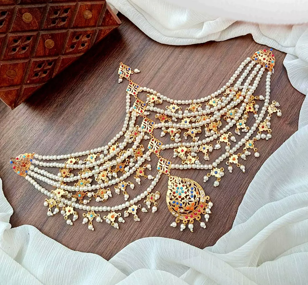 multi-23.webp Gold plated Heavy matha patti - Image 1