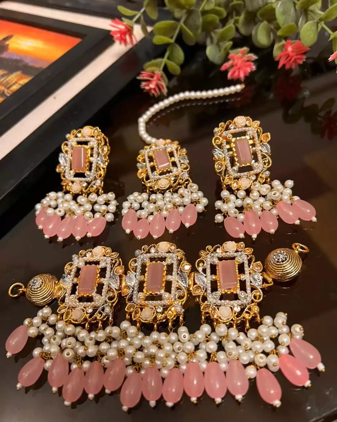 pink-41-1.webp Handmade designer choker set - Image 1