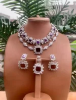 Zircon double line necklace set - Image 5