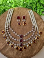 Uncut kundan and zircon maala set - Image 4