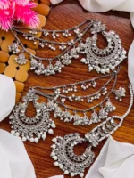 Kundan chand baali sahara earrings teeka - Image 2